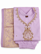 Purple Rose Chikankari Embroidered Kurta Neckline Detail