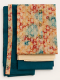 Multicolour Ikat Print Cotton Salwar Kameez Piece Teal Dupatta