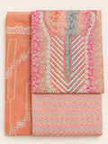 Peach Pearl Chevron Embroidered Salwar Kameez Piece Unstitched
