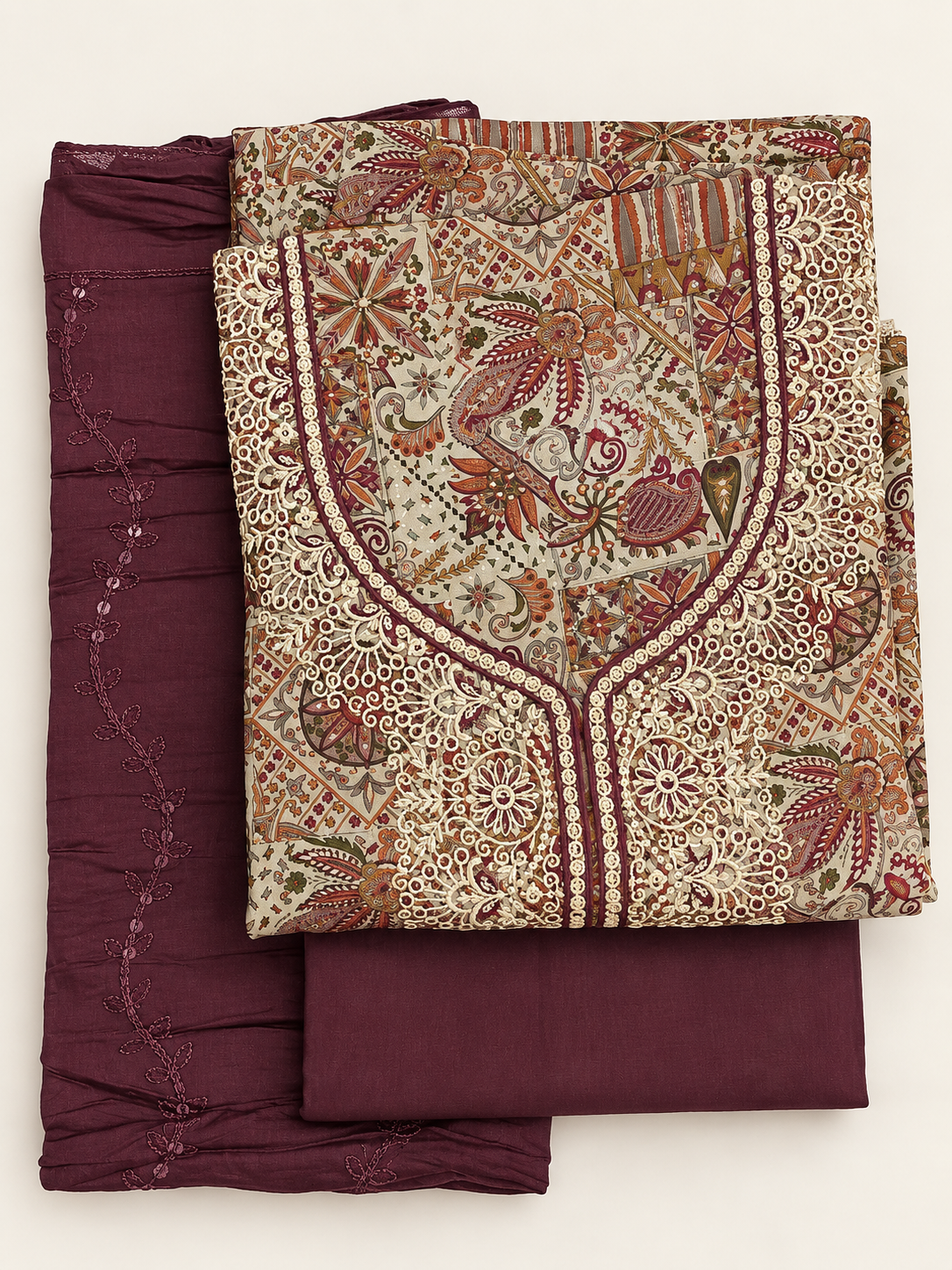 Shree Gori Pawni Dark Green Pure Pashmina Salwar Kameez Piece Unstitched