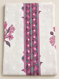 White Pink Floral Border Print Cotton Salwar Kameez Piece Unstitched