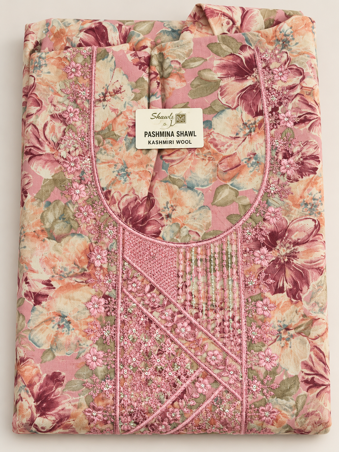 Sage Green Multicolour Paisley Embroidered Kurta Fabric Unstitched