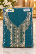 Sage Diamond Lattice Gold Leaf Pearl Embroidered Salwar Kameez Piece Unstitched