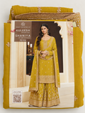 Kuleesh Rang Plus 72965 Red Gold Zari Sharara Salwar Kameez Piece
