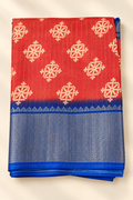 Violet Patola Snowflake Print Saree with Lime Green Zari Border