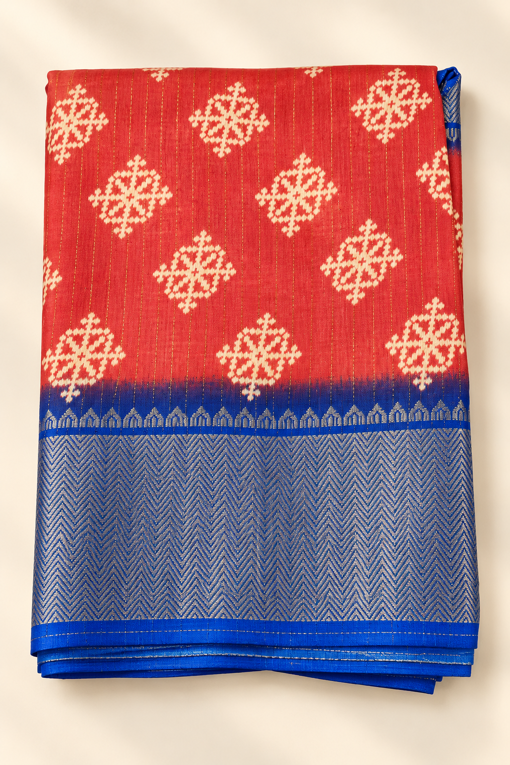Violet Patola Snowflake Print Saree with Lime Green Zari Border
