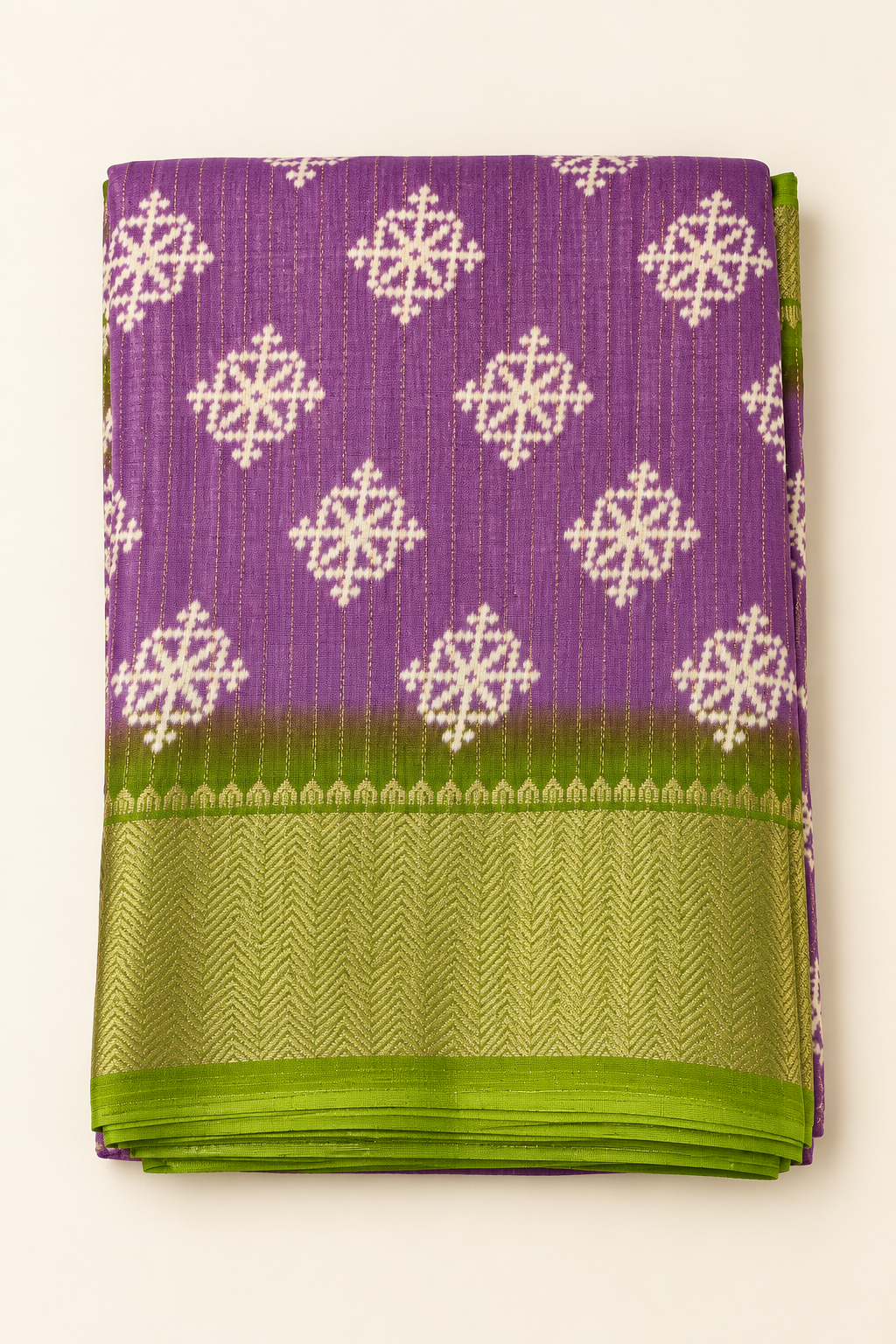 Tomato Orange Floral Block Print Saree with Dark Brown Woven Border