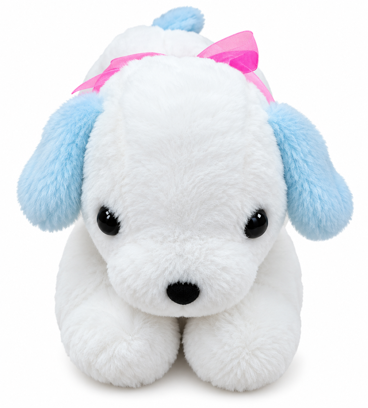 White Puppy Soft Toy with Blue Ears