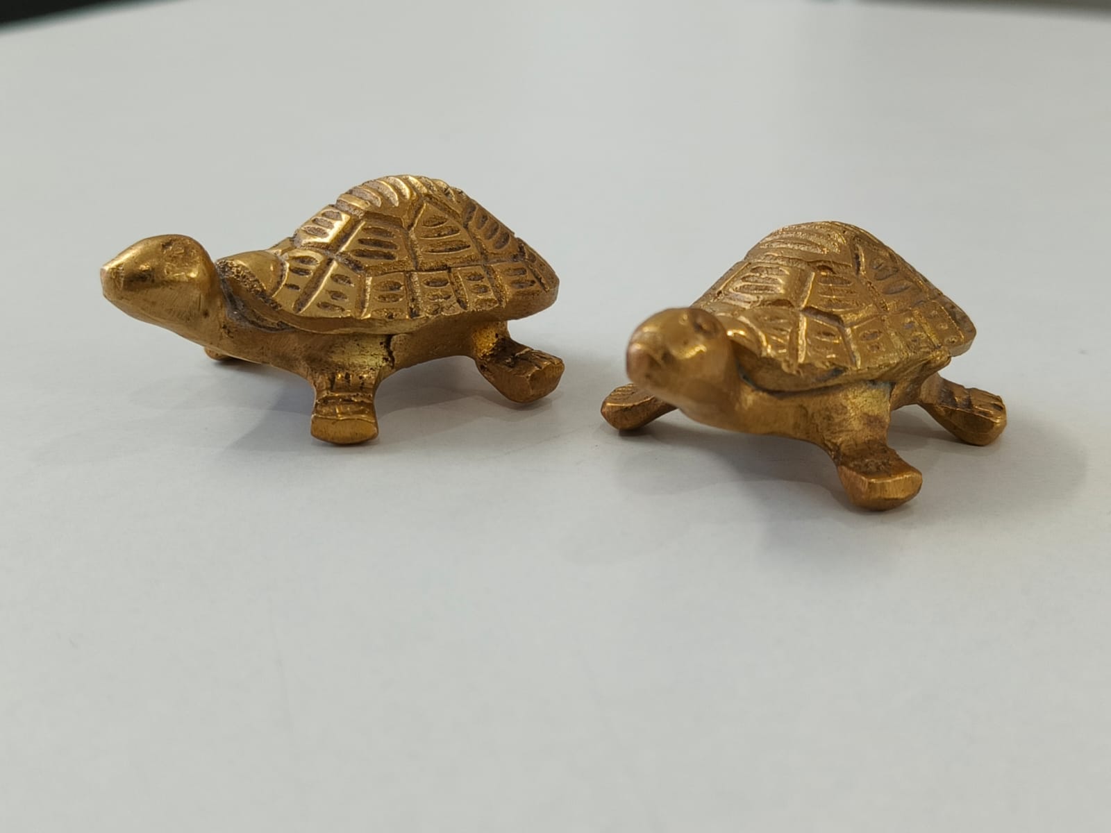 Gold Brass Turtle Figurines (Set of 2)