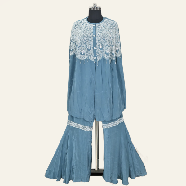 Boutique Beaded Embroidered Ensemble by Inaya Lifestyle | Blue