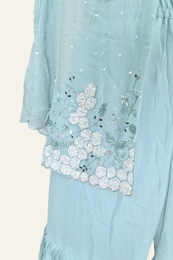 Boutique Light Blue Floral Embroidered Ensemble