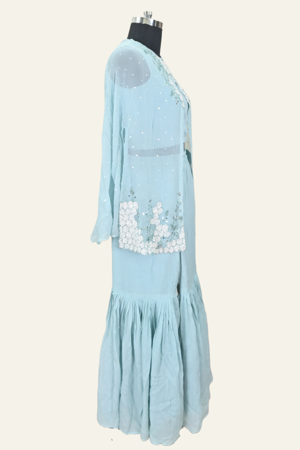 Boutique Light Blue Floral Embroidered Ensemble