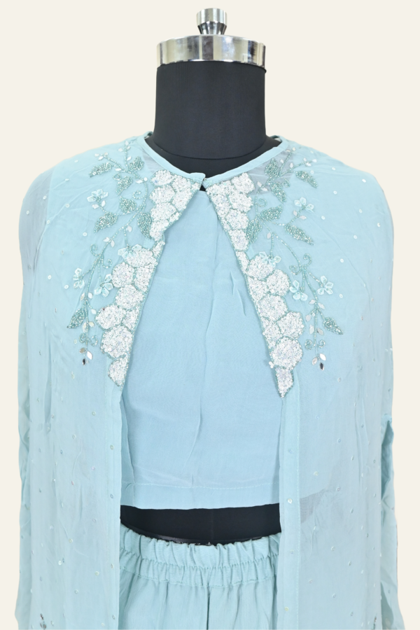 Boutique Light Blue Floral Embroidered Ensemble