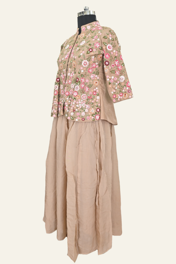 Floral Embroidered Co-ord Set | Nude | Inaya Lifestyle