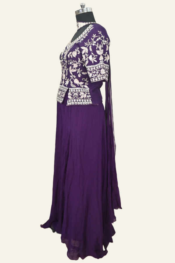 Royal Purple Embroidered Sharara Set | Regal Splendor