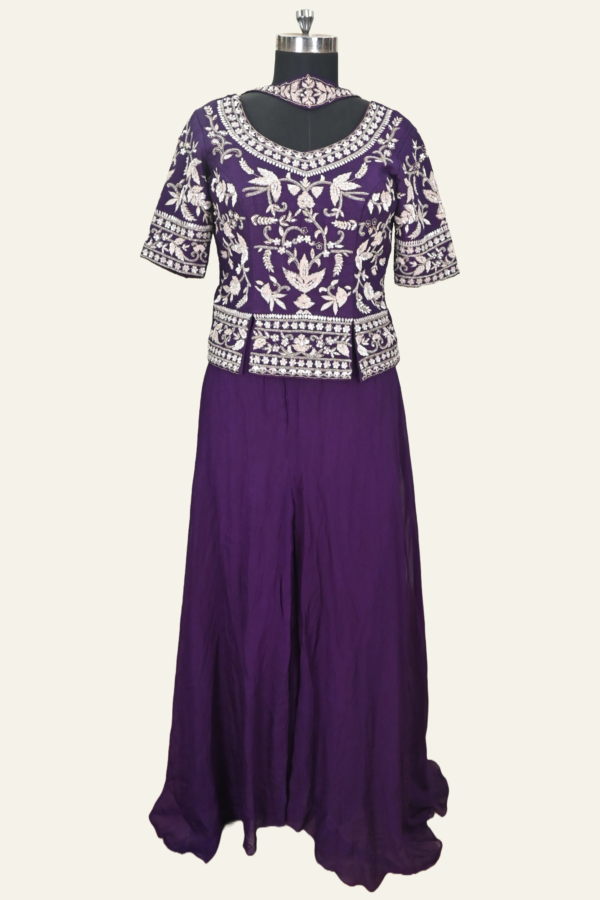 Royal Purple Embroidered Sharara Set | Regal Splendor