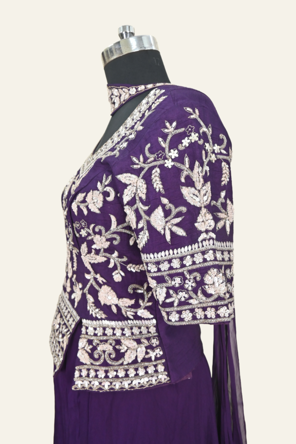 Royal Purple Embroidered Sharara Set | Regal Splendor