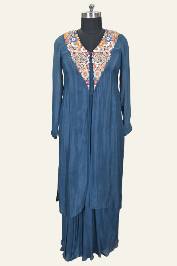 Embroidered Kaftan Set | Effortless Chic | Teal Blue | Inaya Lifestyle