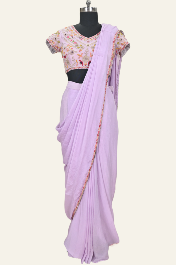 Luxury Pink Dual Toned Silk Saree With Crop Blouse | Inaya Lifestyle