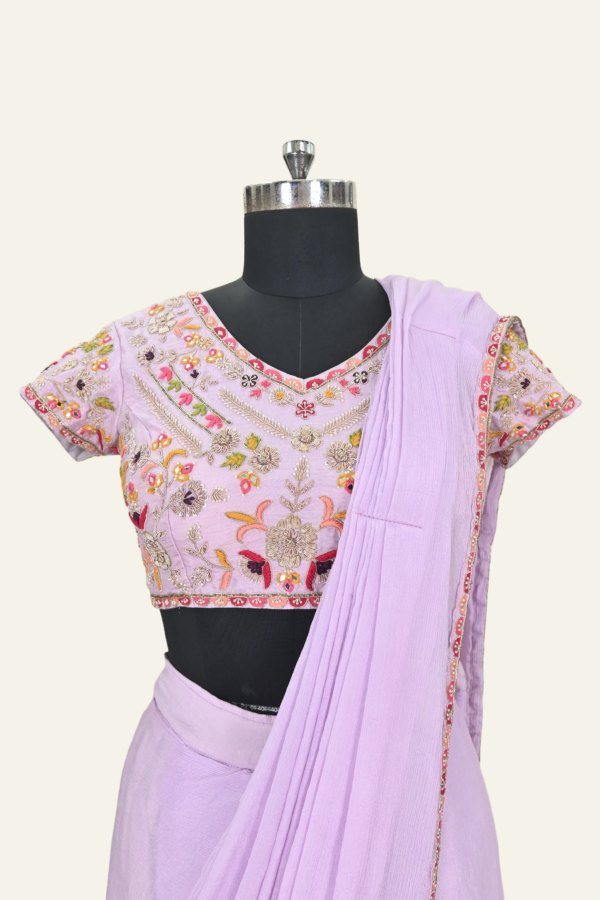 Luxury Pink Dual Toned Silk Saree With Crop Blouse | Inaya Lifestyle